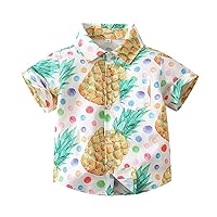 Boy Tops Size 6 Boys Summer Pineapple Digital Printed Shirt Thin Style Lapel Short Sleeve Casual Boys Shirt Size