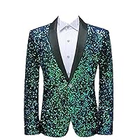 Shiny Sequins Bling Glitter Blazer Men Shawl Collar One Button Tuxedo Suits Blazer Mens Wedding Party Stage Costumes