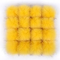 6pcs Fluffy Faux Fox Fur Pom Pom Ball with Elastic Loop for Hat Decoration Gloves Bags Charms Knitting Accessories ( Color : Yellow , Size : Hidden Button )