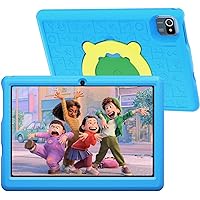 Kids Tablet 10 inch, Android 12 Quad core Tablet for Kids (Ages 3-12), 5000mAh, 32GB ROM, Dual Camera, WiFi, Parental Control, Kid-Proof Case-Blue
