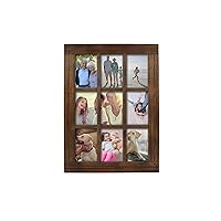 Prinz Homestead Distressed Walnut Wood 9-Opening Collage Picture Frame, for 4