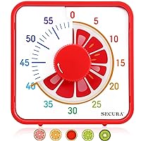 Secura 7.5-Inch Fruit Visual Timer for Kids, 60-Minute Countdown Timer for Classroom or Kitchen, Durable Mechanical Timer Clock with Magnetic Backing (Grapefruit)