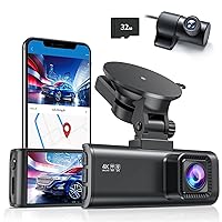 REDTIGER Dash Cam Front Rear, 4K/2.5K Full HD Dash Camera for Cars, Free 32GB SD Card, Built-in Wi-Fi GPS, 3.16” IPS Screen, Night Vision, 170°Wide Angle, WDR, 24H Parking Mode