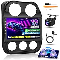 Android 13 Car Stereo for Jeep Compass Patriot 2010-2016, 10.1 inch with Wireless Apple Carplay Android Auto, GPS Navigation, WiFi, HiFi, Bluetooth, FM, SWC, Jeep Compass Radio with Mic, Backup Cam
