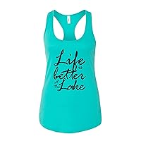 Funny Womens Summer Trendy Tank Tops Life is Better at The Lake Royaltee Boat Shirts
