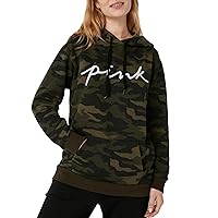 Victoria's Secret PINK Fleece Pullover Campus Hoodie, Women's Sweatshirt, Carbide Camo, M