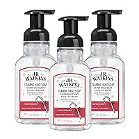 J.R. Watkins Foaming Hand Soap with Pump Dispenser, Moisturizing Foam Hand Wash, All Natural, Alcohol-Free, Cruelty-Free, USA Made, Peppermint, 9 fl oz, 3 Pack