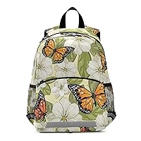 ALAZA Flowers and Butterflies Backpack School Daypack Harness Safety with Removable Tether