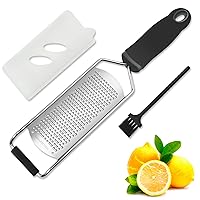 Professional Cheese Graters for Kitchen Stainless Steel Handheld, Metal Lemon Zester Grater With Handle For Cheese, Chocolate, Spices, Kitchen Gadgets And Tools, Soft Grip Handle, Black