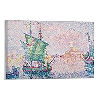 CUI HUA SHI Paul Signac-Venice, The Pink Cloud, Canvas Poster Bedroom Decor Sports Landscape Office Room Decor Poster Gift 08x12inch(20x30cm)