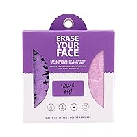 ERASE YOUR FACE Reusable Microfiber Makeup Removing Cloths for Sensitive Skin with Travel Case, Cleanse and Exfoliate with Just Water, Pink/Purple (Pack of 2)