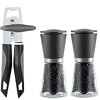 Professional Salt and Pepper Grinder Set, Manual Sea Salt Grinder with Ceramic Spice Grinder Mill, Heavy Duty Can Openers Stainless Steel, Smooth Edge with Sharp Blade