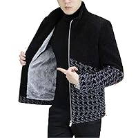 Korean Winter Wool Blends Jackets Men Striped Casual Business Short Trench Coat Plus fleece Warm Overcoat