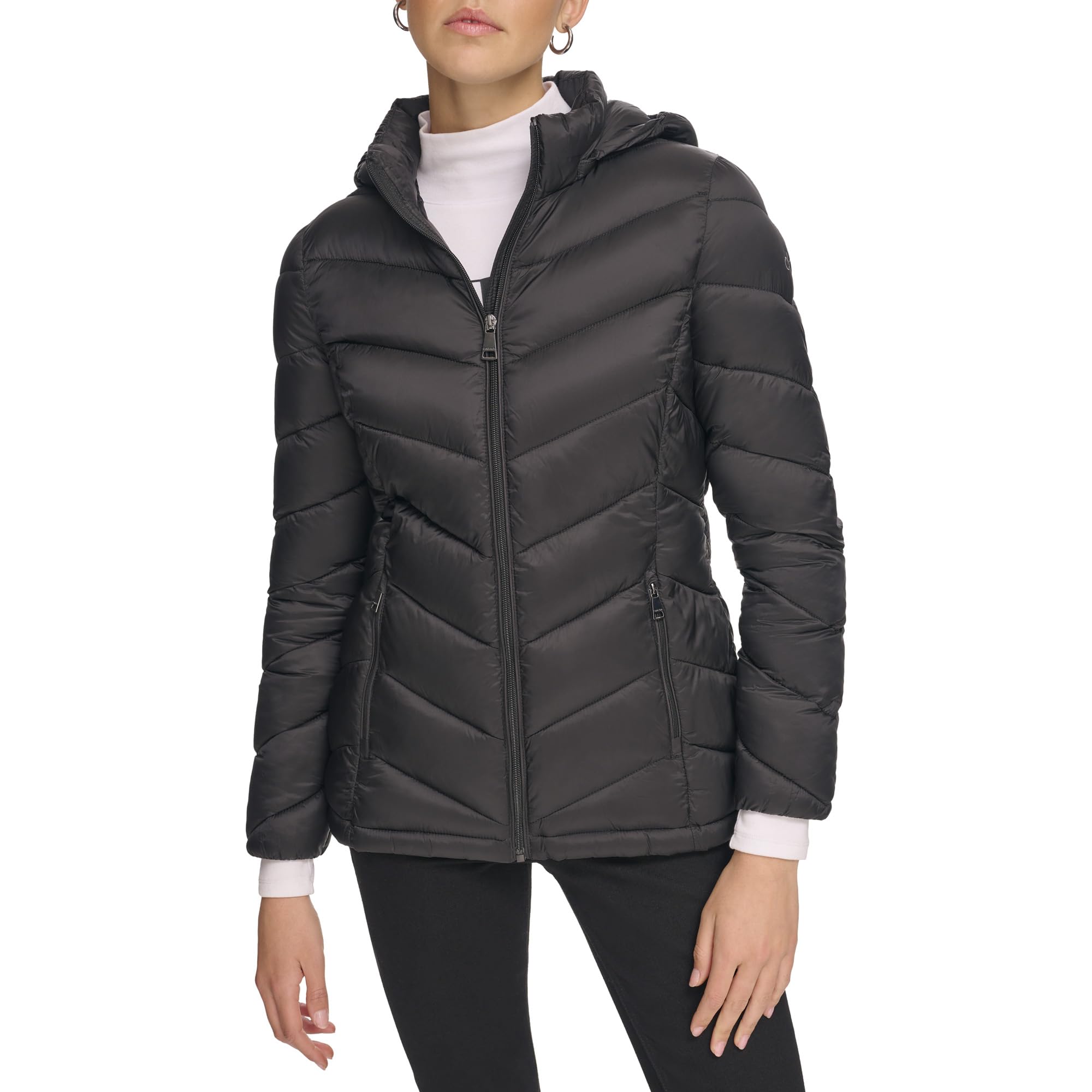 Calvin Klein Women's Light-Weight Hooded Puffer Jacket