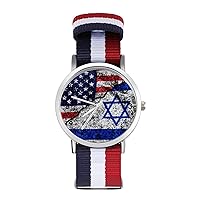 USA and Israel on A Cracked Casual Wrist Watches for Men Women Simple Large Face Watch Running Workout Work