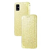 Retro Flower Comfortable PU Flip Phone case with Wallet Card Holder for Samsung Galaxy S21 S20 Ultra Plus FE Note 20 10 Ultra Pro Protective Cover Exquisite Shockproof Bumper(Yellow,S21)