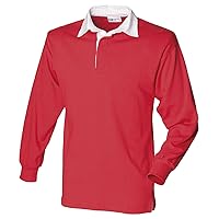 Front Row Long Sleeve Classic Rugby Polo Shirt (S) (Red/White)