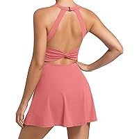 Womens Workout Tennis Dress with Built in Shorts and Bra Athletic Golf Activewear for Exercise