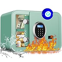 1.0 Cu Ft Fireproof Safe Box with LCD Screen-Electronic Digital Keypad Hidden Key Lock Safety Box Personal Home Security Box For Cash Handgun Jewelry Document, Removable Shelf, LED Lighting