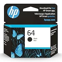 HP 64 Black Ink Cartridge | Works with HP ENVY Inspire 7950e; ENVY Photo 6200, 7100, 7800; Tango Series | Eligible for Instant Ink | N9J90AN