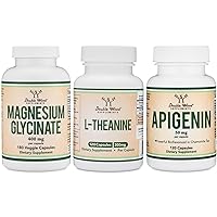 Magnesium Glycinate 400mg, Apigenin 50mg, L-Theanine 200mg - Ultimate Sleep Bundle