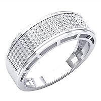 Dazzlingrock Collection 0.40 cttw Round White Diamond 5 Row with Rectangular Grooves Men's Anniversary Ring in 10K Solid Gold