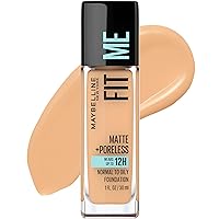 Fit Me Matte + Poreless Liquid Oil-Free Foundation Makeup, Natural Buff, 1 Count (Packaging May Vary)