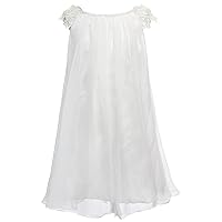 Blush Ivory Chiffon Flower Girl Dress Toddler Dress Girls Wedding Party Dress