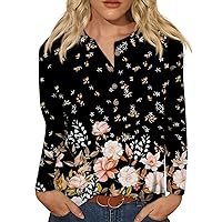 Long Sleeve Shirts for Women,Womens Fall Fashion 2023 Casual Round Neck Long Sleeve Button Tunic T-Shirt Top Trendy