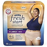 FitRight Fresh Start Incontinence and Postpartum Underwear for Women, XL, Beige (12 Count) Ultimate Absorbency, Disposable Underwear with The Odor-Control Power of Arm and Hammer