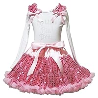 Petitebella My Little Pink Dress L/s White Shirt Pink Sequin Skirt Girl Outfit 1-8y