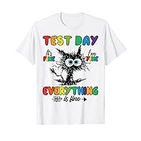 Test Day Funny Stressed Cat Teacher Student Kids Testing Day T-Shirt