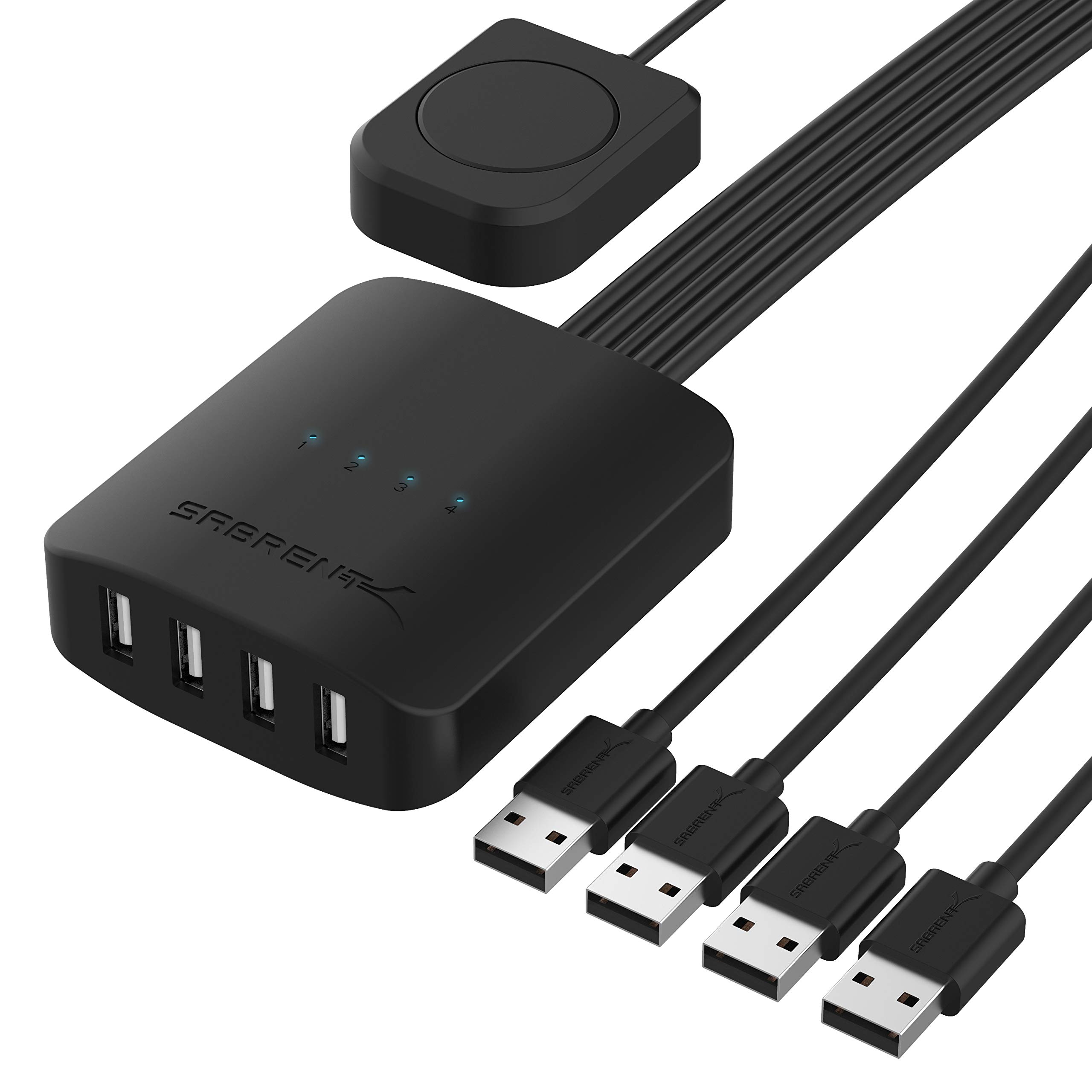 SABRENT USB 2.0 Sharing Switch up to 4 Computers and Peripherals LED Device Indicators (USB-USS4)
