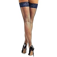 Seam Back Fishnet Thigh High Stockings Silicone Lace Top Lingerie Stay Up Sheer Nylon Hosiery