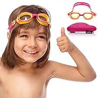 Kids Swimming Goggles - Fun and Colorful Case, Comfortable Adjustable Strap, Anti-Fog, UV Protection
