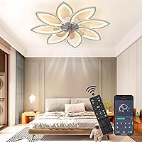 LED Ceiling Fan with Lighting, 72 W Dimmable (3000–6000 K) Ceiling Light with Fan, Mute Reversible Ceiling Fan with Lamp for Living Room, Bedroom, Dining Room (White, 8 Heads (90 x 15 cm)