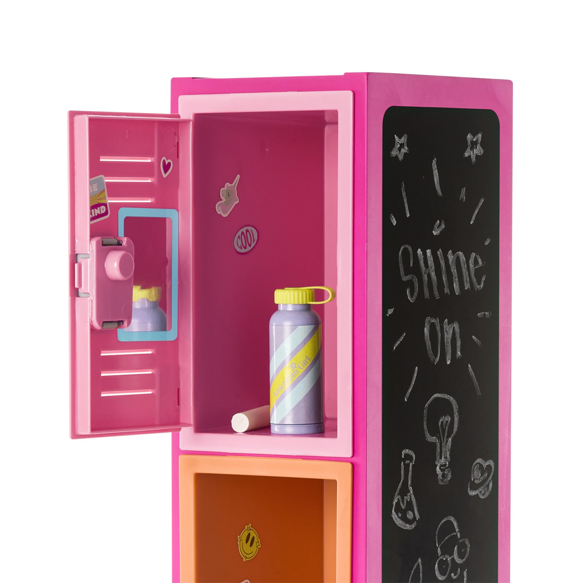 American Girl Truly Me 18-inch Doll Colorful Cubbies Locker Playset with Fold-out Hook and Real Chalkboard, For Ages 6+