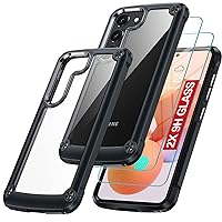 Oterkin for Samsung Galaxy S23 Plus Case Clear,[20X Anti-Yellowing] S23 Plus Case with [2Pcs Tempered Glass Screen Protectors][Built-in 4 Airbags][10FT Dropproof] Samsung Galaxy S23+ Case (Black)