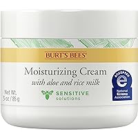 Sensitive Moisturizing Cream, With Aloe Vera and Rice Milk, Face Moisturizer for Sensitive Skin, 98.8 Percent Natural Origin Skin Care, 3 oz. Package