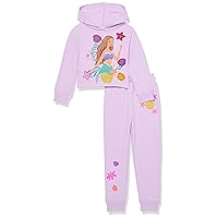 Disney Girls The Little Mermaid Movie Fleece Skimmer Hoodie & Jogger Set - Ariel, Flounder, Sebastian