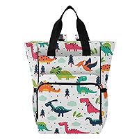 Dinosaurs Diaper Bag Backpack for Dad Mom Large Capacity Baby Changing Totes with Three Pockets Multifunction Travel Baby Bag for Picnicking Playing Shopping