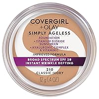 OLAY Simply Ageless Instant Wrinkle-Defying Foundation, 210 Classic Ivory, 0.44 Fl Oz (Pack of 1)