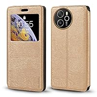 for Blackview Shark 8 Case, Wood Grain Leather Case with Card Holder and Window, Magnetic Flip Cover for Blackview Shark 8 (6.78”)
