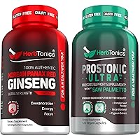 Korean Red Panax Ginseng 1500mg - High Potency Ginseng for Energy, Performance & Immune Support for Men & Women - Prostate Support Supplement for Men's Health - Saw Palmetto & Pumpkin Seed Oil
