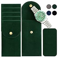 6PCS Watch Travel Pouch, Green Portable Velvet Watch Pouch Travel for Men, Single Travel Watch Case for Women, Soft Watch Bag Storage for Travel (6 Green)