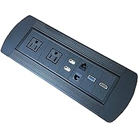 Power Plug in-Desk Power Center Table Top Grommet Furniture Power Data Center/2 CAT6/1 HDMI/1 USB/1 Type-C/2 AC Power/1 USB Pass Thru (DC101_Solid Black)