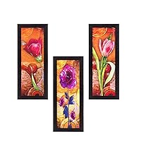 eCraftIndia Set of 3 Decorative Floral Satin Matt Texture UV Art Painting