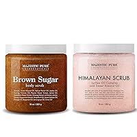 Himalayan Salt Body Scrub & Brown Sugar Scrub Set. All Natural Scrubs for Skin Care. Exfoliate and Moisturize, Stretch Marks, Acne & Cellulite