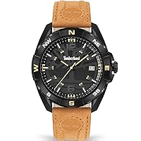 Timberland TDWGB2202101 Men's Analogue Quartz Watch with Leather Strap, black, Strap.