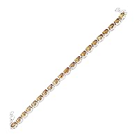 SILCASA Citrine Chain Bracelet with Natural Gemstone for Healing November Birthstone for Women Jewelry 8 Inch